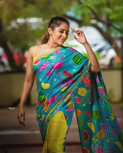 INDIAN MODEL RASHMI GAUTAM IN TRADITIONAL BLUE SAREE 8